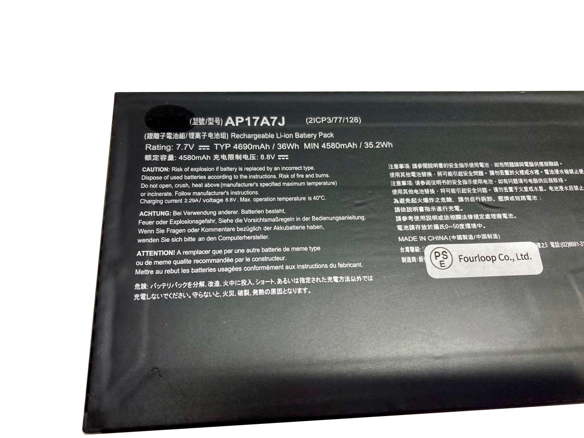 Ap17a7j,7.72V,acer,ノート,PC,パソコン,純正,バッテリー,電池